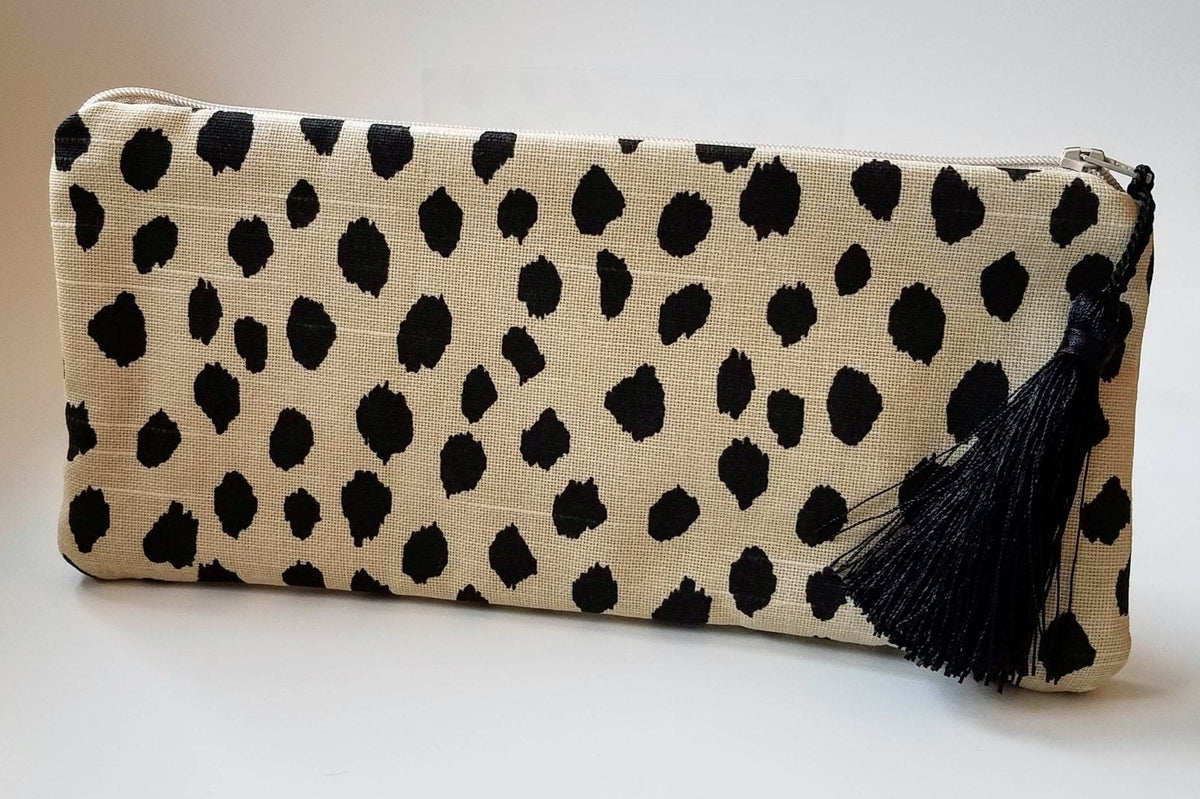 Designer Black Spotted Fabric Clutch Bag – Sky Iris