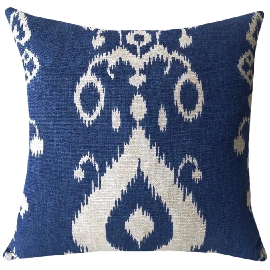 Ikat blue pillows best sale