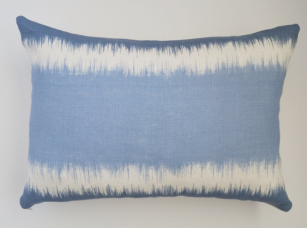 Sky Blue Ikat Stripe Lumbar Pillow Sky Iris